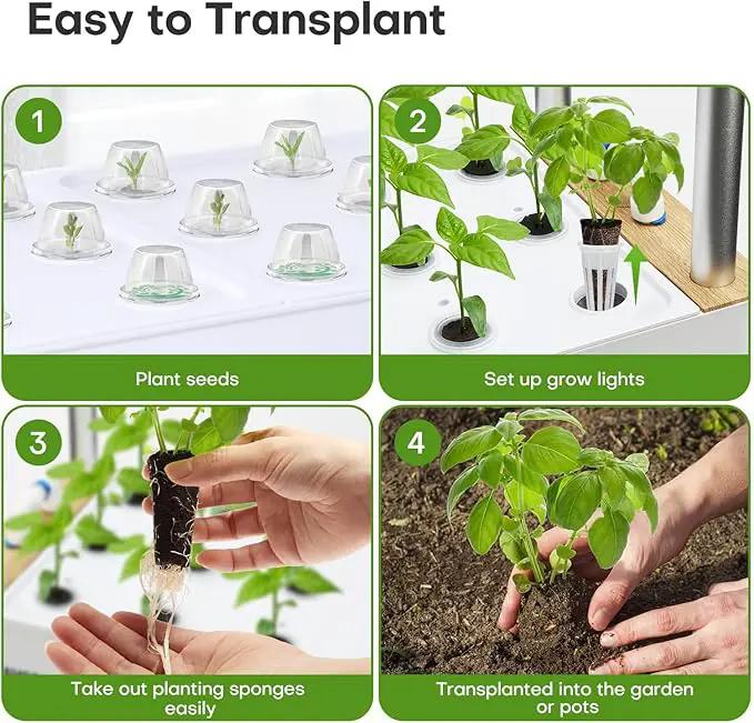 Ahopegarden Indoor Garden Hydroponics Growing System Kit: 60 Pods Vertical Garden with LED Grow Light - Plant Germination Kit Aeroponic Veggie Flower Fruit Growth with Smart Socket & Pump System by GreenHaven Gardens
