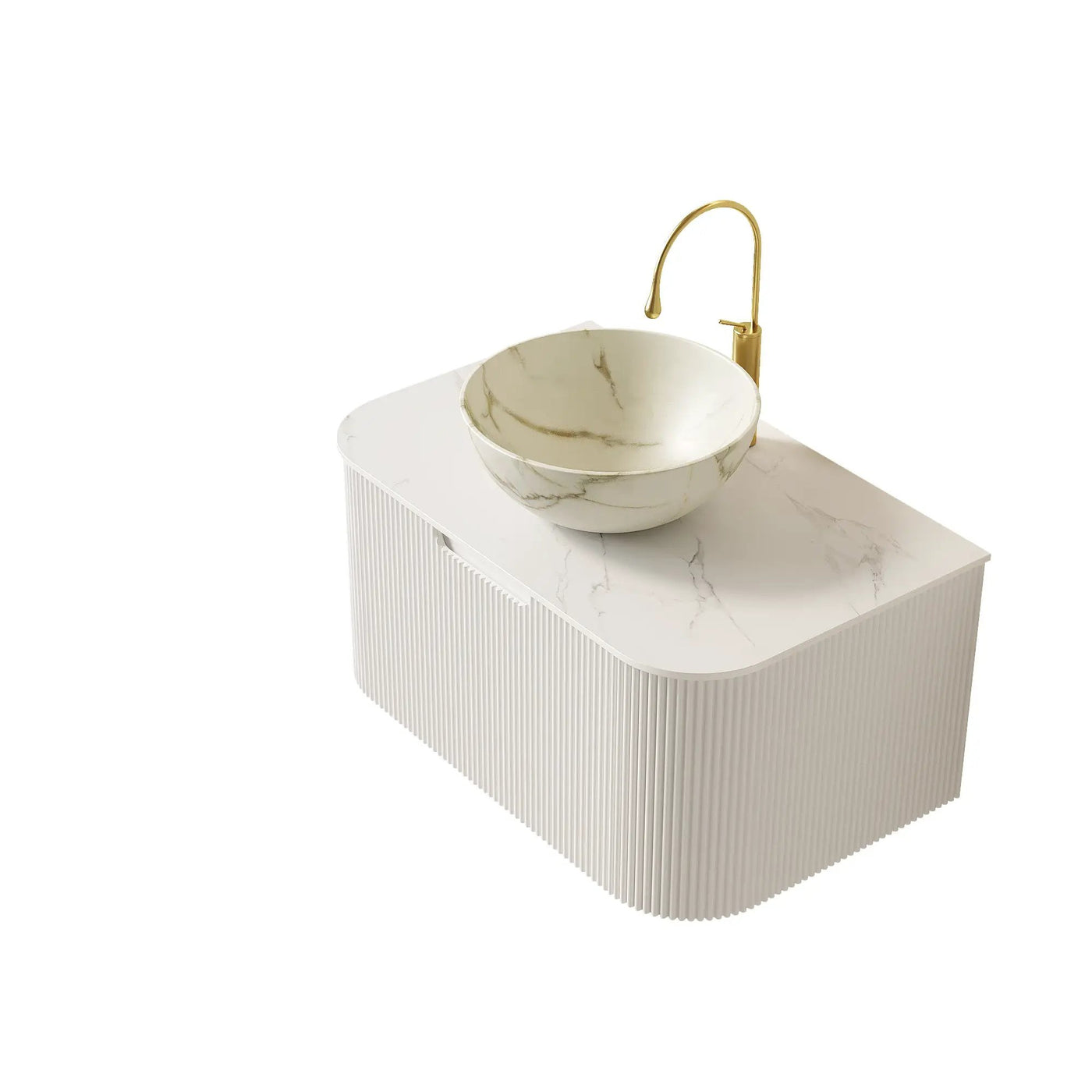 DINA 30" Bathroom Vanity & Sink with Floating Curved Edges by HouseOfZazla