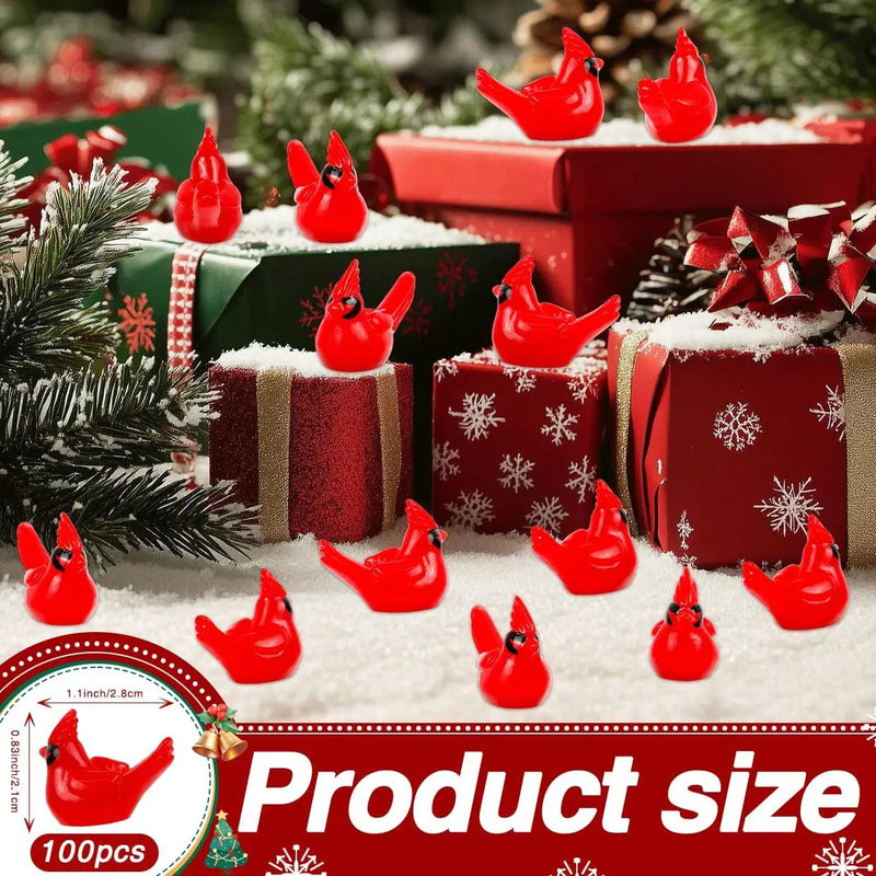 100 Pcs Mini Resin Red Cardinal Bird Figurines – Tiny Cardinal Ornaments for Christmas, Cake Toppers, Garden Crafts, Dollhouse, Fairy Micro Landscape, Party and Home Decorations by GreenHaven Gardens