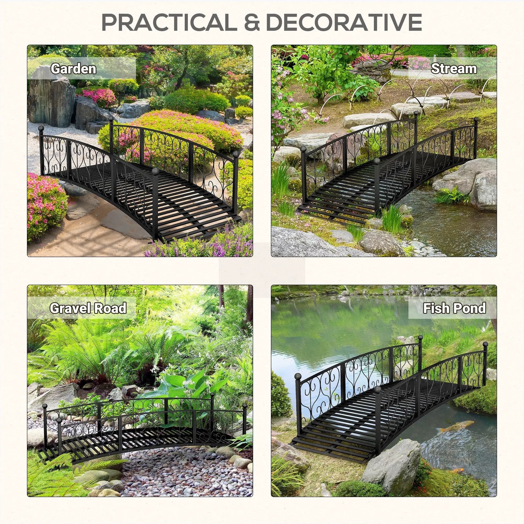 Outsunny 7' Metal Arch Garden Bridge with Safety Siderails by HouseOfZazla
