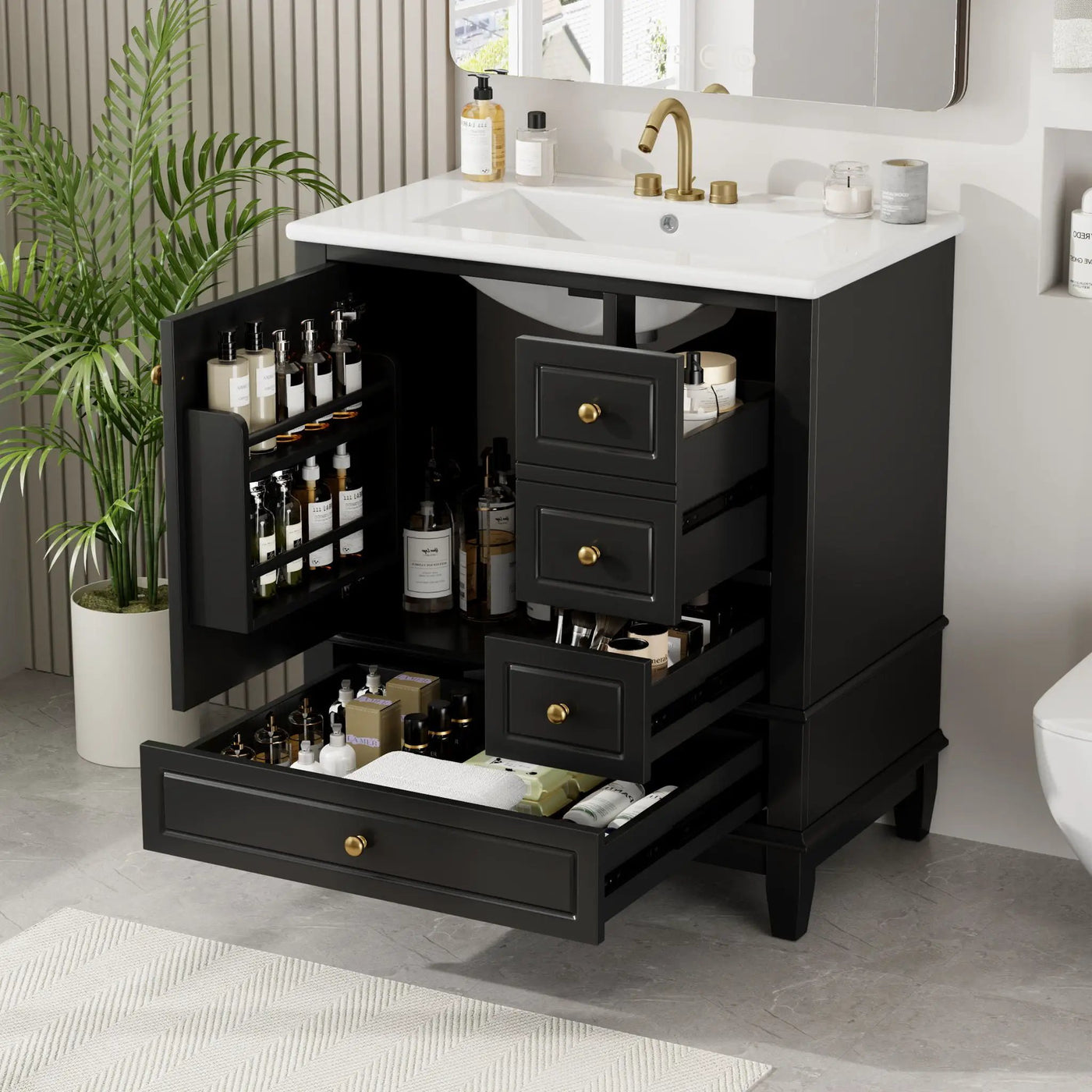 Freestanding Bathroom Vanity With Sink, Soft Close Door, 3 Drawers by HouseOfZazla