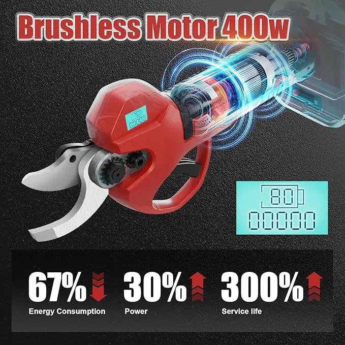 Electric Pruning Shears, 50mm 1.96" Cutting Diameter Cordless Power Pruner with 2Pcs Rechargeable Batteries, Tree Branch Cutter with SK7 High Carbon Steel Blade for Gardening Pruning by GreenHaven Gardens