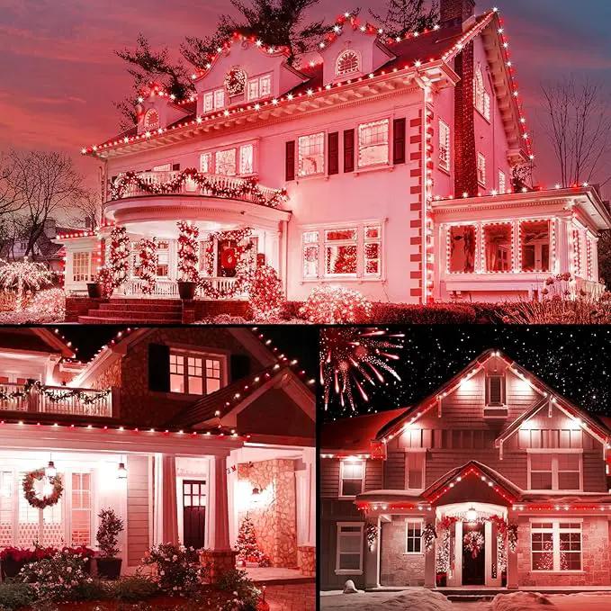 Brightown C9 LED Christmas String Lights, 66ft 100 LED Waterproof Strawberry String Lights, Plug-in Extendable Green Wire Lights String for Outdoor Outside Patio Party Decoration, Red and White by GreenHaven Gardens