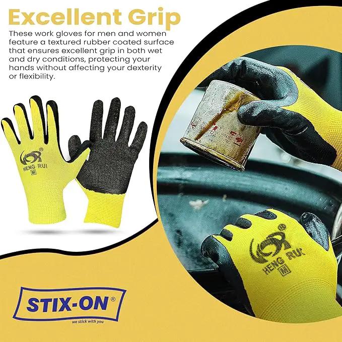10 OR 20 Pairs Work Gloves–Heavy Duty Rubber Coated Safety Work Gloves–Multipurpose Gloves by GreenHaven Gardens