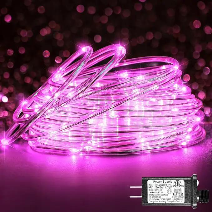 Rope Lights for Outside, 66FT 200 LED String Lights Outdoor with Waterproof 8 Modes, Flexible and Connectable Plug in Fairy Light for Indoor Patio Pool Garden Party Wedding Decorations, Pink by GreenHaven Gardens