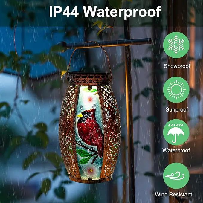 Larekook Outdoor Solar Lantern-Waterproof Cardinal Hanging Metal Decorative Lights for Patio Table Garden Pathway Yard with Super Bright Warm White LED,Large Solar Panels,Auto On/Off Sensor by GreenHaven Gardens