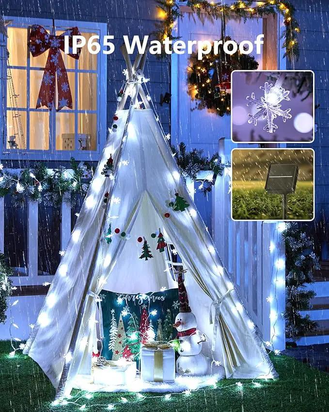 Brightown Solar Christmas Snowflake String Lights, 72FT 200 LED Outdoor Waterproof Fairy Lights with 8 Lighting Modes for Wedding, Party, Tree, Room, Garden, Patio, Yard, Home, Pure White by GreenHaven Gardens