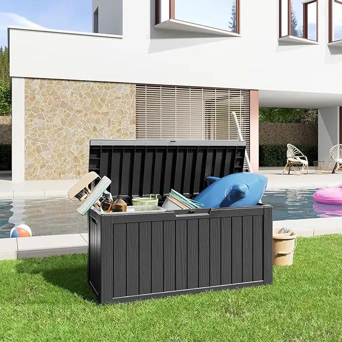 80 Gallon Resin Deck Box, Lockable Outdoor Storage Box for Patio Cushions Storage Furniture,Garden Tools, Pool Supplies, Weatherproof and UV Resistant- Black (80 Gallon) by GreenHaven Gardens
