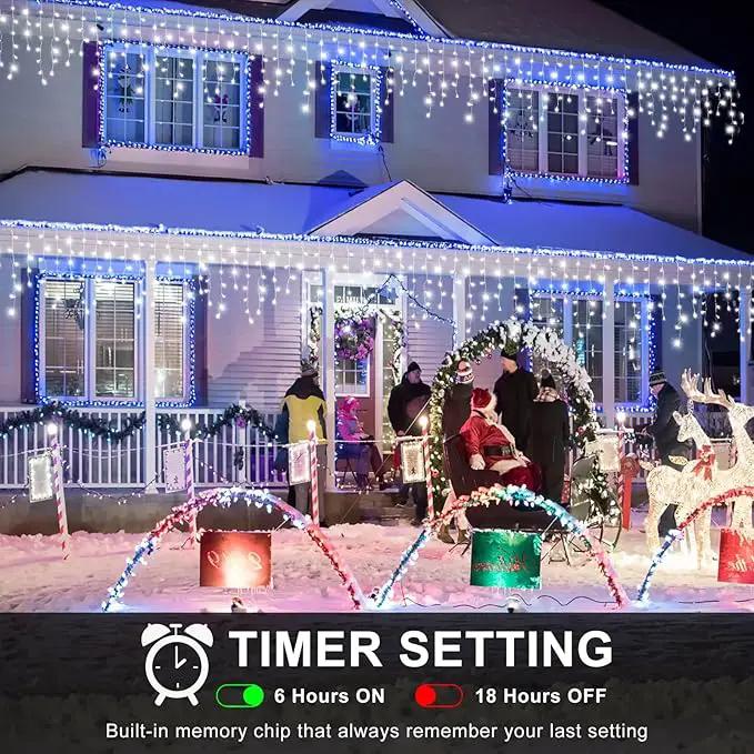 Icicle Lights for Outside, 33FT 400 LED Icicle Christmas Lights with 8 Modes 75 Drops, Waterproof Plug in Curtain String Lights for Outdoor Indoor House Yard Roof Wedding Decorations, White by GreenHaven Gardens