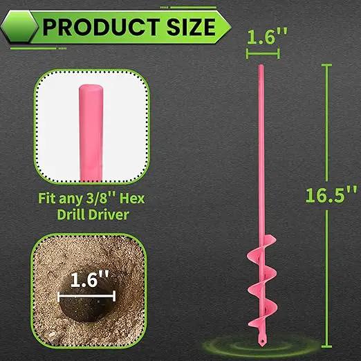 SYITCUN Auger Drill Bit for Planting - 1.6"X16.5" Heavy-Duty Garden Auger Spiral Drill Bit - Bulb Planter Tool & Auger Post Hole Digger - 3/8" Hex Drive Drill by GreenHaven Gardens