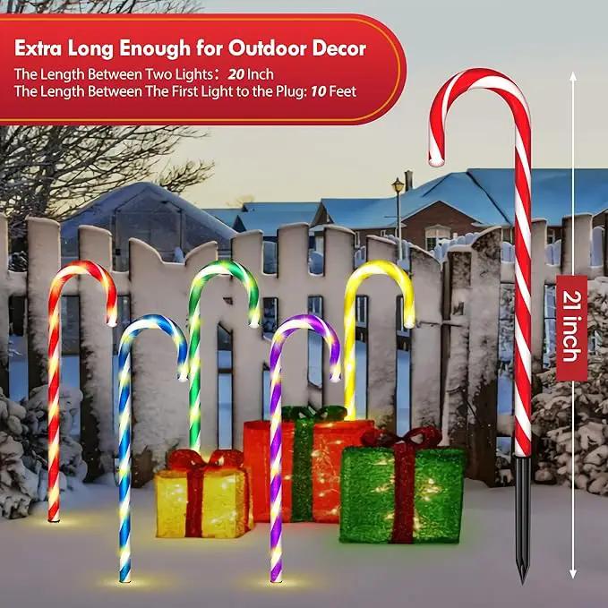 WeGuard 10PK Christmas Candy Cane Pathway Lights Outdoor Decorations 21" 8 Lighting Modes Flashing Waterproof Outdoor Lighted Christmas Decor for Garden Yard by GreenHaven Gardens