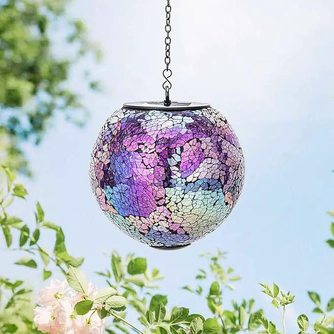VCUTEKA Solar Lanterns Outdoor Waterproof - Hanging Solar Lights Garden LED Lanterns Mosaic Crack Glass Design for Landscape Patio Yard Garden Pathway Decoration by GreenHaven Gardens