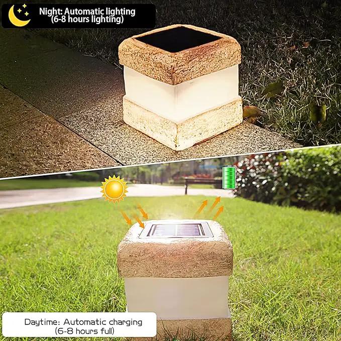 2 Pack Solar Garden Lights, Fake Rock Lights for Outdoor Pathway Yard, Solar Waterproof Decorative Rocks Lantern for Landscape Decor Brown by GreenHaven Gardens