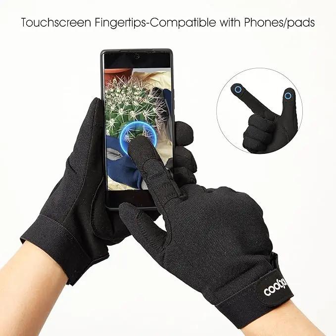 COOLJOB Thorn Proof Garden Gloves with Touchscreen Fingers for Men, Rose Pruning Work Gloves with Palm Cushion for Gardener, Farmer and Landscaper (Black 1 Pair Medium) by GreenHaven Gardens