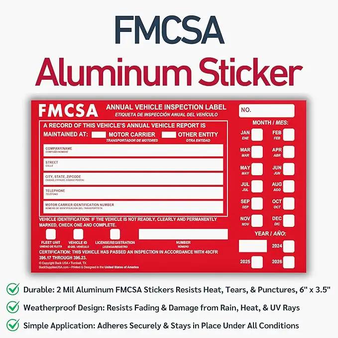 50 Pack 3-Ply Carbonless Annual Vehicle Inspection Report Forms with FMCSA Red Aluminum Labels & White Mylar Laminate Vinyl Labels, DOT Inspection Forms and Stickers, Shrink-Wrapped, 8.5" x 11.75" by GreenHaven Gardens