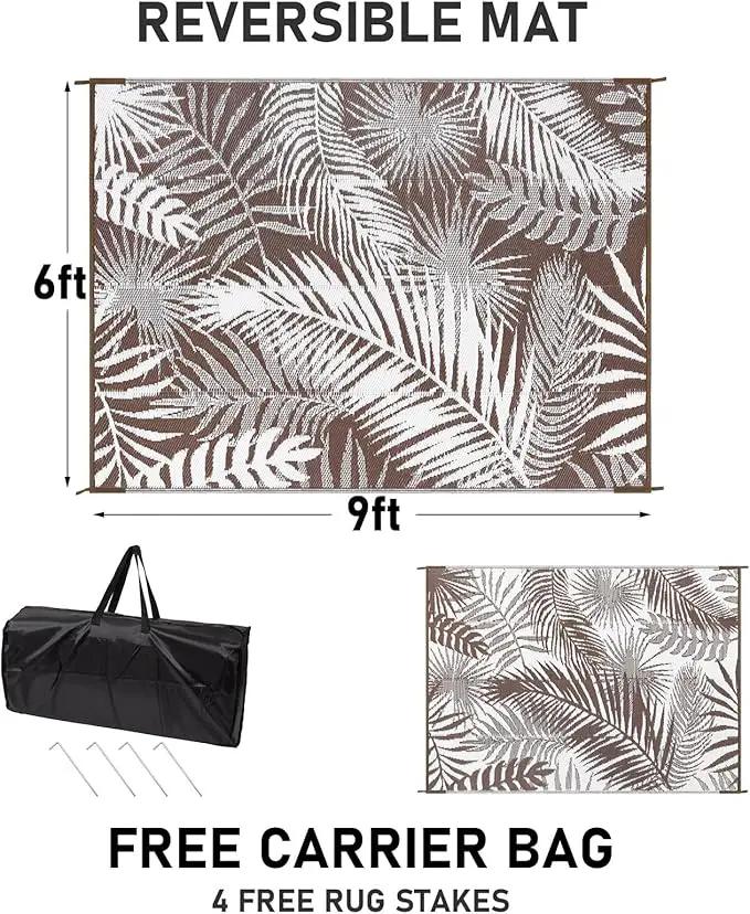HiiARug Outdoor Rug 6x9Ft Outdoor Plastic Straw Rug Waterproof Outdoor Rugs for Patios Clearance Large Reversible Patio Mat Outdoor Area Rug for Patios Deck Beach RV Camper Backyard,Brown&White by GreenHaven Gardens