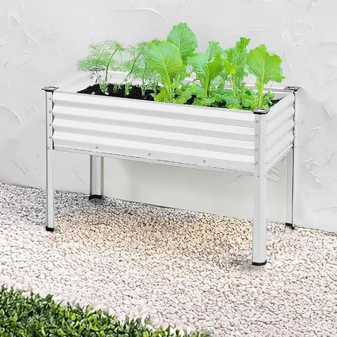 Best Choice Products 48x24x30in Galvanized Raised Garden Bed, Metal Elevated Planter Box, Vegetable Garden for Backyard, Patio, Balcony - White by GreenHaven Gardens
