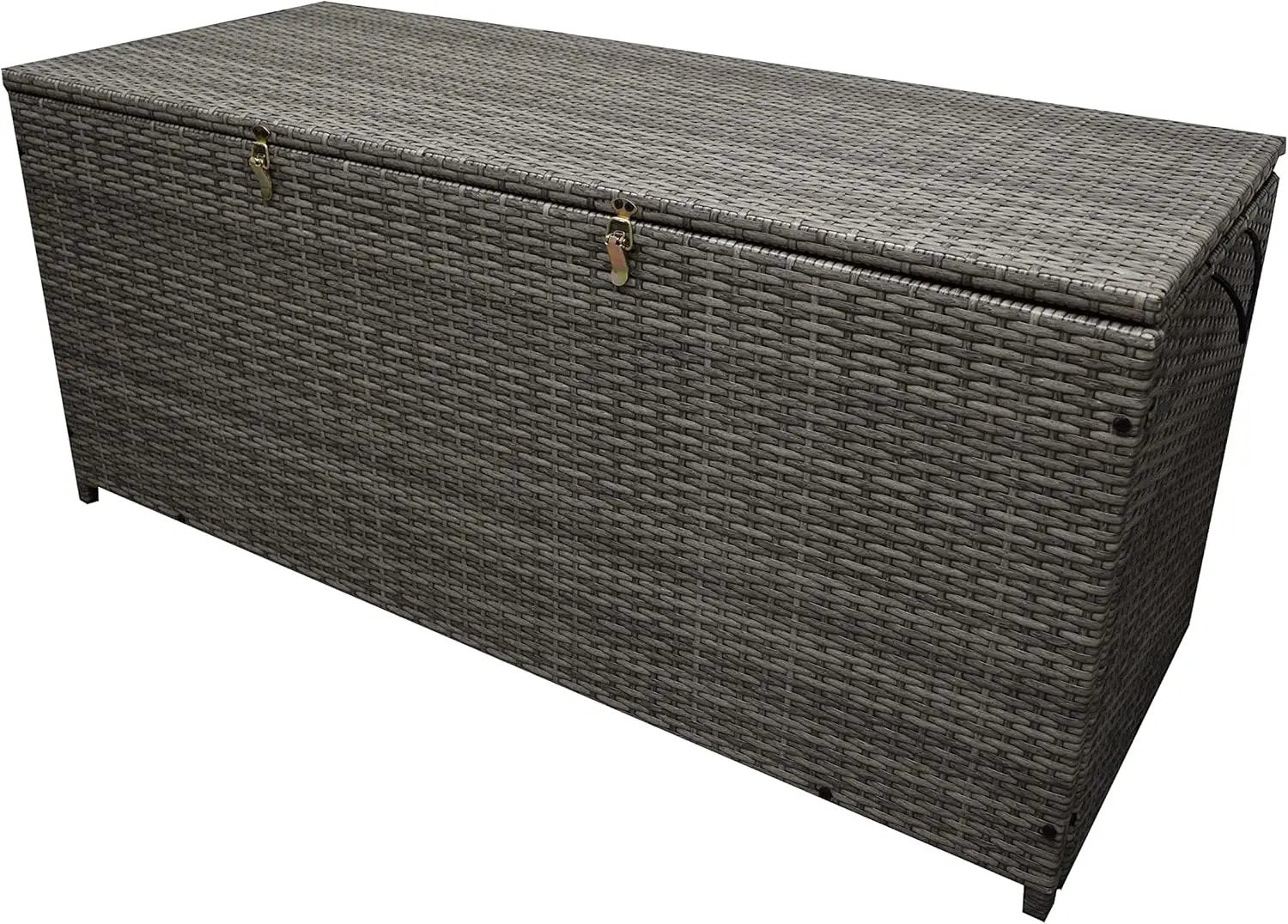 Oakland Living Grey Indoor and Outdoor Balcony Patio Deck Porch Pool 113 Gallon Wicker Storage Box Trunk Bin with Metal Frame by GreenHaven Gardens