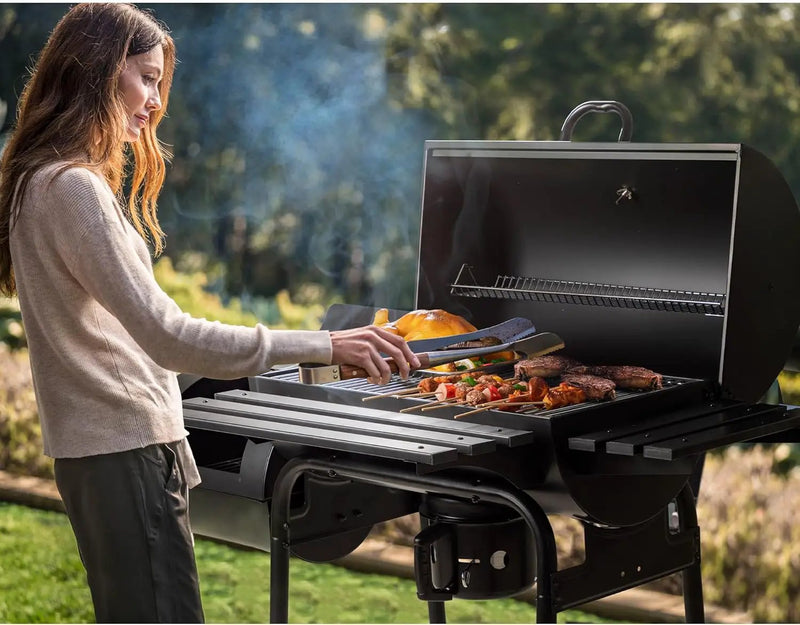 Flamaker Grill Outdoor Charcoal Grills with Side Oven & Thermometer Offset Smoker with Ash Catcher & Cover for Camping Picnics, BBQ, Hiking by GreenHaven Gardens