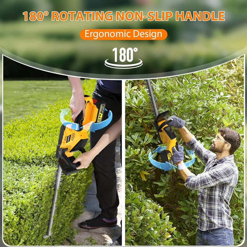 22''Hedge Trimmer Cordless,21V Electric Handheld Bush Clipper with 2 Pack 4000mAh Rechargeable Batteries,3200RPM 180°Rotatable Head,3/4''Blade Gap,Lightweight & Compact Trimmer by GreenHaven Gardens