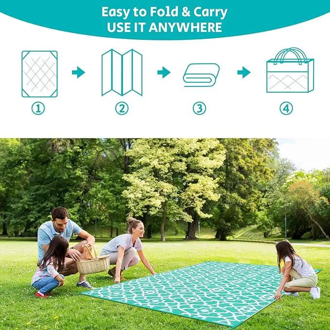 HEBE Outdoor Rug Waterproof 8x10, Reversible Plastic Straw Rug RV Camping Rug, Indoor Outdoor Patio Mat Clearance, Outside Carpet for Porch,Deck,Camper,Balcony,Backyard,Picnic by GreenHaven Gardens
