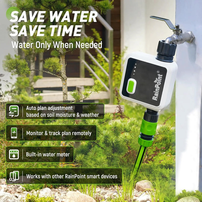 RAINPOINT 1-Zone Wireless Smart Water Timer for Garden Hose with Hub Outdoor Sprinkler Irrigation Rain Delay, APP Remote Control WiFi Valve for Faucet Automatic Schedules Lawn,Backyard,Pool by GreenHaven Gardens