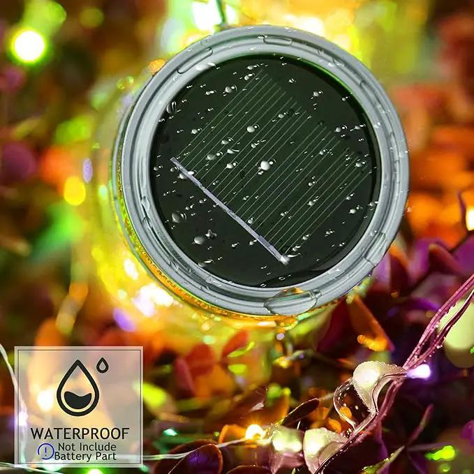 SmilingTown 10 Pack 30 LED Solar Mason Jar Lid String Lights,Fairy Lights Including 10 Pcs Hangers,for Indoor Outdoor Wedding Patio Garden Party Decorations Gift(No Jars) (Warm White) by GreenHaven Gardens