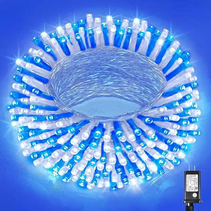 Vivideal 200 LED Christmas Lights Outdoor - 66ft Christmas String Lights 8 Modes Plug in Waterproof Fairy Lights with Timer Memory for Indoor Outside Bedroom Home Party Decoration, Blue&White by GreenHaven Gardens
