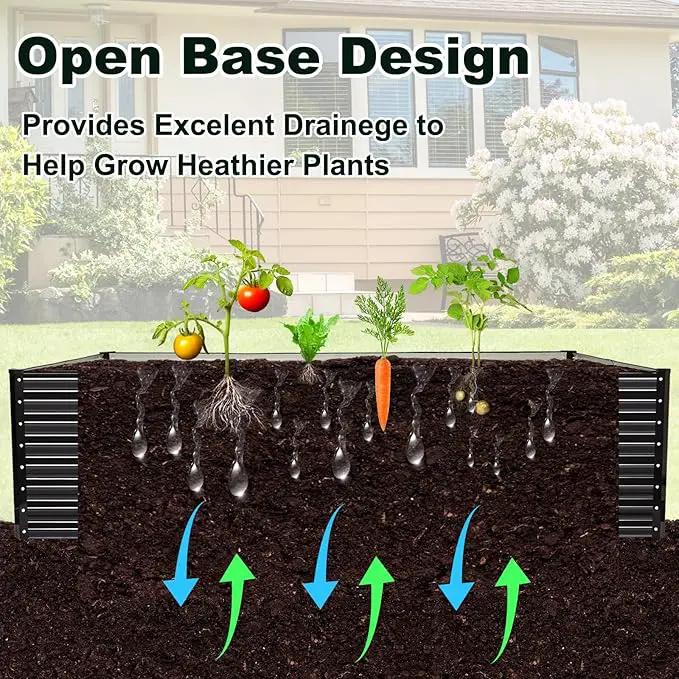 JERIA 8×4×2ft Galvanized Raised，Outdoor Metal Raised Garden Bed, Rectangular Deep Root Planter Box for Vegetables, Flowers, Herbs by GreenHaven Gardens