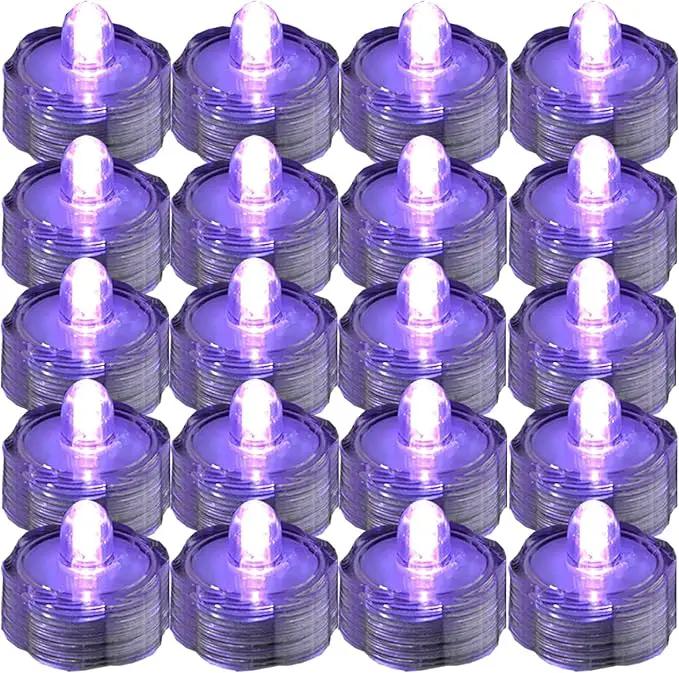 Bright LED Floral Tea Light Vase Submersible Lights for Party Wedding (Purple, 30 Pack) by GreenHaven Gardens