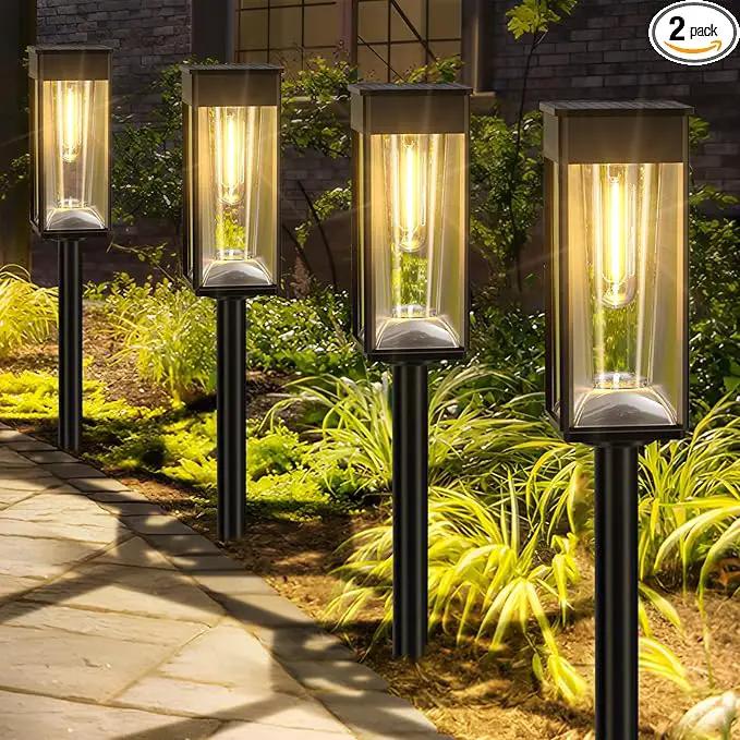 Solar Pathway Lights Outdoor, 2 Pack Solar Garden Lights Outside Pathway, Landscape Path Lights for Patio Lawn Path Walkway Decor by GreenHaven Gardens