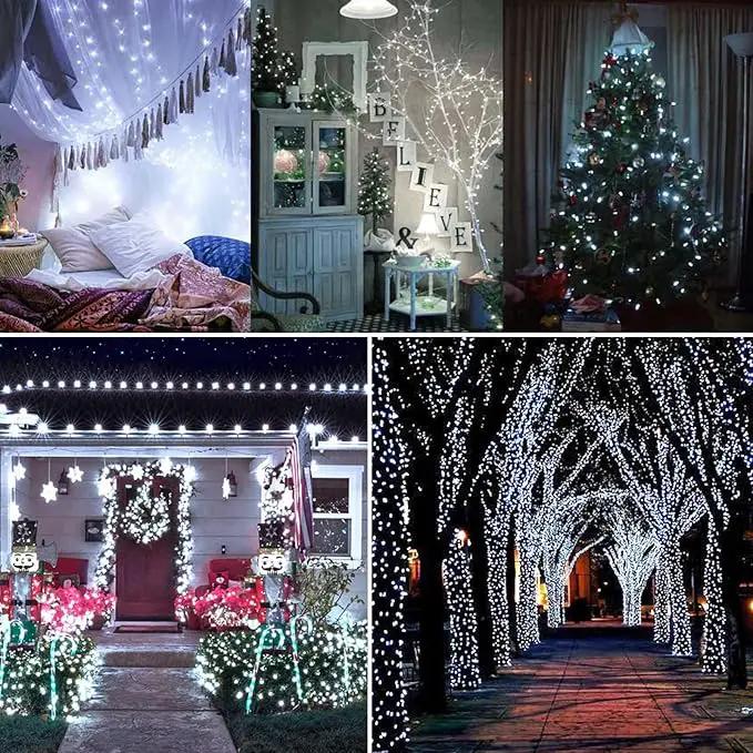 Toodour Solar Christmas Lights, 2 Packs Total 144ft 400 LED 8 Modes Solar String Lights, Waterproof Solar Outdoor Christmas Lights for Garden, Patio, Fence, Balcony, Christmas Tree Decor - White by GreenHaven Gardens