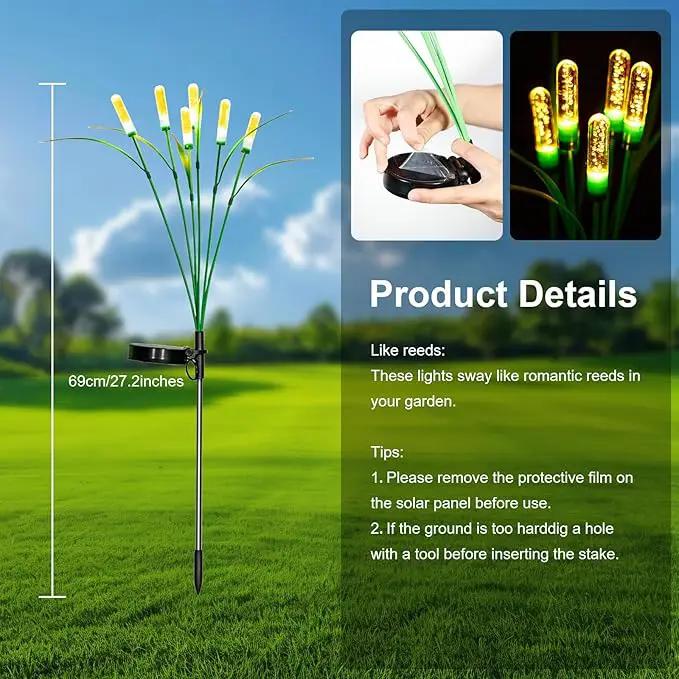 Solar Outdoor Garden Lights,Upgraded LED Solar Reed Swaying Lights for Garden Patio Yard Pathway Walkway Wedding Party Christmas Landscape Lighting (2 Pack) by GreenHaven Gardens
