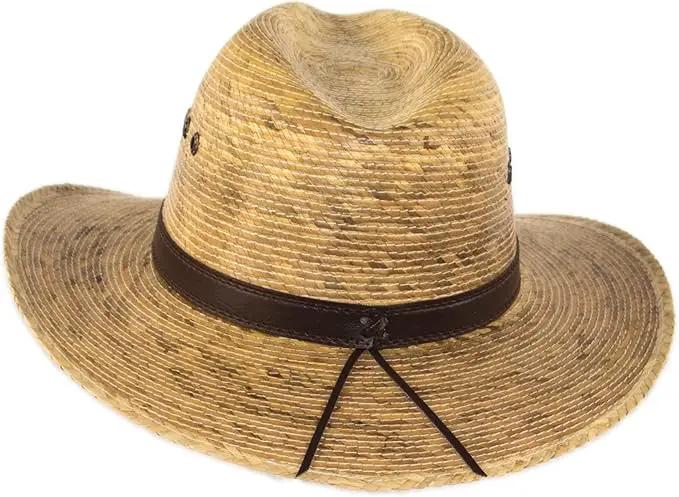 Palm Leaf Straw Trilby Wide Brim Fedora Golf Sun Hat for Men or Women, UV UPF Protection Natural by GreenHaven Gardens