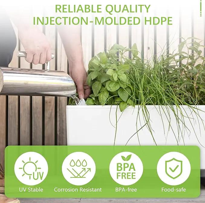 Glowpear Self-Watering Mini Bench Planter - 23.6" in Pot, Free Standing, UV Stable, Scalable, Indoor | Outdoor Pot with Water Gauge, for Home Kitchen Windowsill Gardening by GreenHaven Gardens