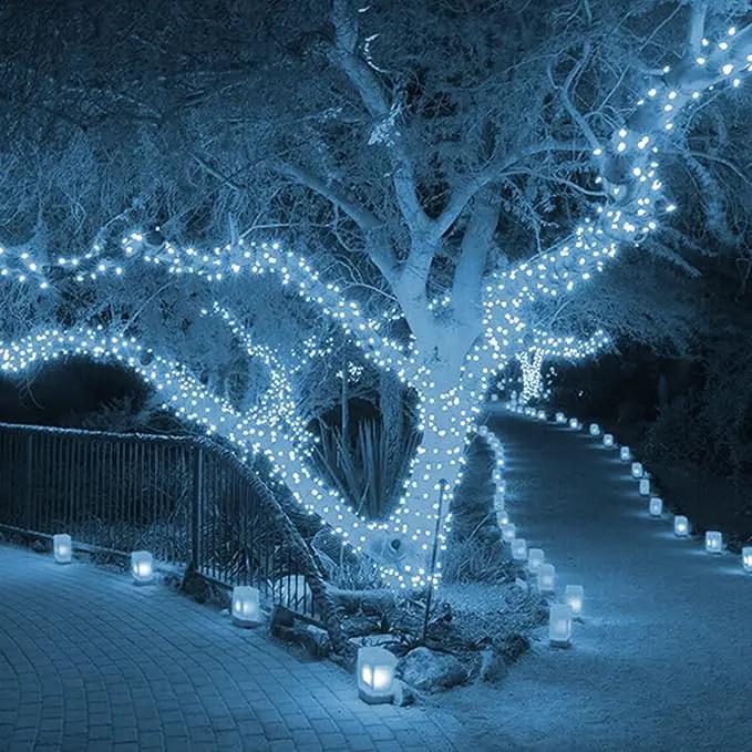 Dazzle Bright 300 LED Christmas String Lights, 100 FT Connectable Waterproof String Lights Green Wire with 8 Modes, Christmas Decorations for Indoor Outdoor Xmas Party Yard Garden (White) by GreenHaven Gardens