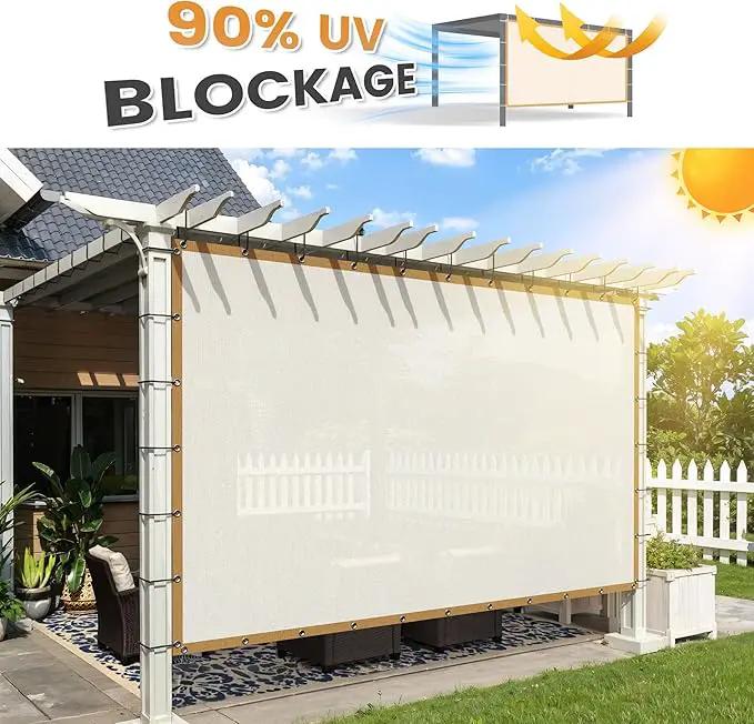 VICLLAX Shade Fabric Sun Shade Cloth with Every 2 FT Grommets for Patio Garden Pergola Cover Canopy 7x9 FT, Cream by GreenHaven Gardens