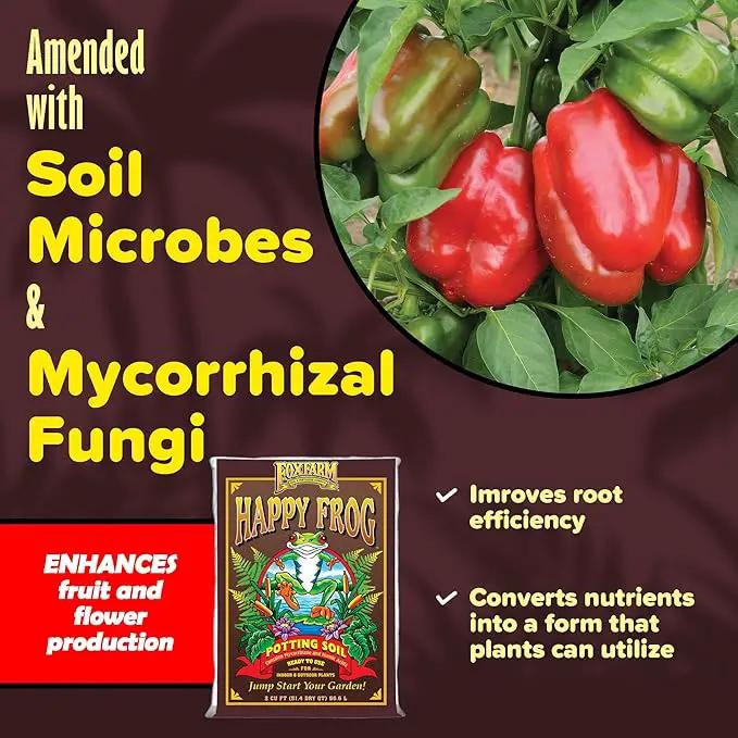 FoxFarm Happy Frog Potting Soil, 2cu ft - for Indoor/Outdoor Container Plants, Improves Root Efficiency, pH Adjusted for Optimal Nutrient Uptake - Contains Mycorrhizae and Humic Acids by GreenHaven Gardens