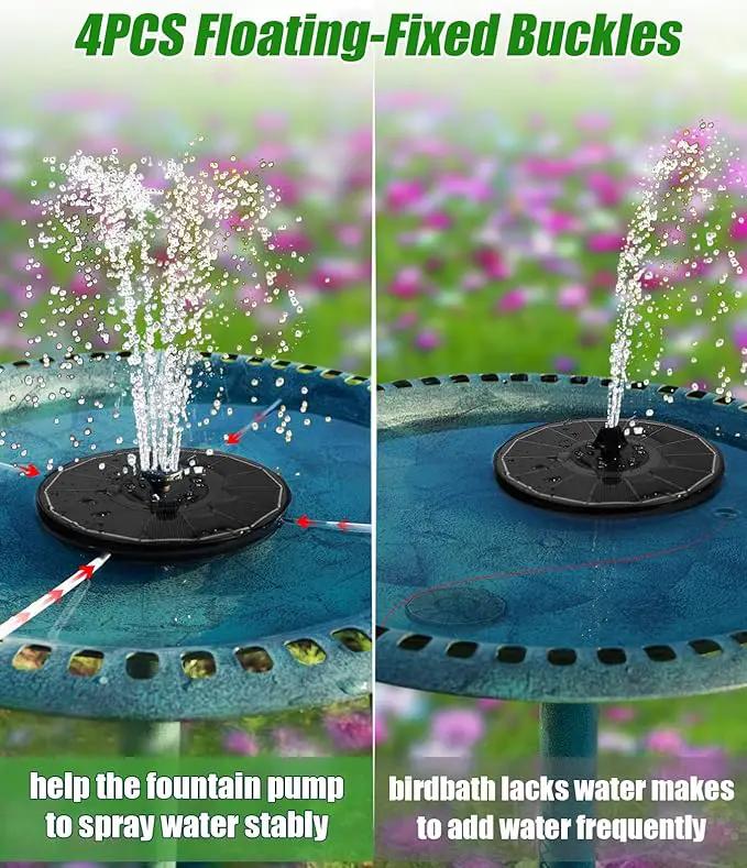 SZMP Solar Water Fountain Upgraded 100% Glass Panel, 3.5W Solar Powered Fountains Built-in 2000 Battery with 7 Nozzle & 4 Fixer, Solar Fountain Pump for Bird Baths, Pond, Outdoor (White) by GreenHaven Gardens