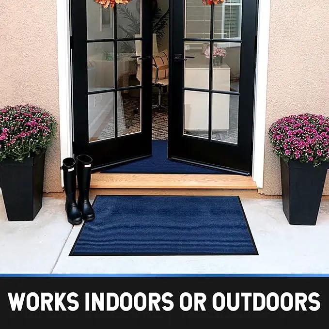 Profile Rubber Door Mat, 72x48inch, Heavy Duty, Entrance Doormat, Indoor and Outdoor, Waterproof, Easy Clean Shoe Scraper, Home Rug Welcome Mats for Entryway, Patio, Porch(Blue) by GreenHaven Gardens
