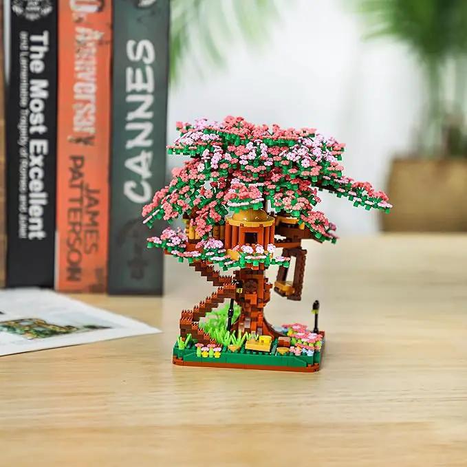 Cherry Blossom Bonsai Tree Mini Micro Building Set, Japanese Sakura Tree House Model Sets for Adults, Flowers House Mini Bricks Building Kit, Creative Gift Toys for Kids 12-14 (2138PCS) by GreenHaven Gardens