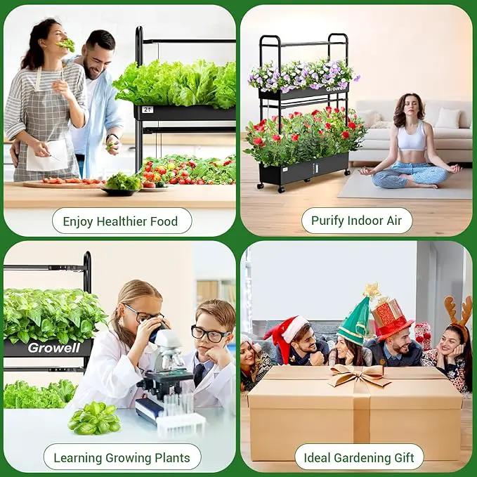 Growell Large Hydroponics Growing System Kit, 60 Pods Vertical Hydroponic Garden with 2 Light Modes Grow Light, Auto Circulating Water System, 32L Indoor Gardening System for Herb Vegetable Fruit by GreenHaven Gardens