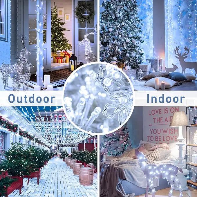 JMEXSUSS 66ft 200 LED White Christmas Lights Indoor Bedroom, Connectable White String Lights Outdoor Clear Wire, 8 Modes Twinkle String Lights Plug in for Room Tree Wedding Christmas Decoration by GreenHaven Gardens