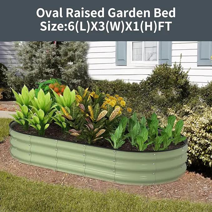 Kesfitt Raised Garden Bed Kit,Outdoor Galvanized Planter Raised Boxes with Safety Edging and Gloves,Large Metal Raised Garden Beds for Gardening Vegetables,Fruits,Flower(6x3x1FT) by GreenHaven Gardens