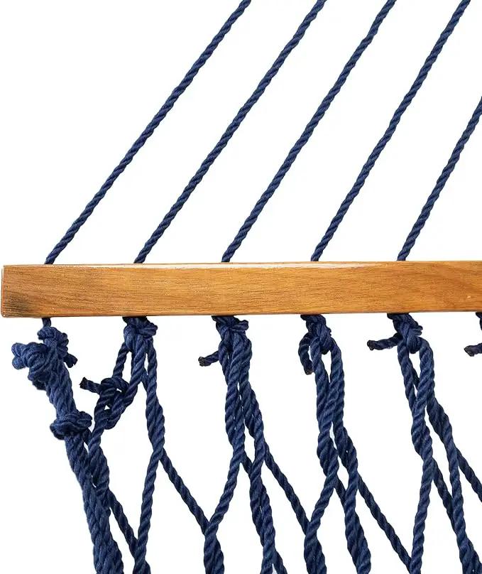 Original Pawleys Island Large Navy DURACORD Rope Hammock with Extension Chains & Tree Hooks, Handcrafted in The USA, 450 LB Weight Capacity, 13 ft. x 55 in. by GreenHaven Gardens