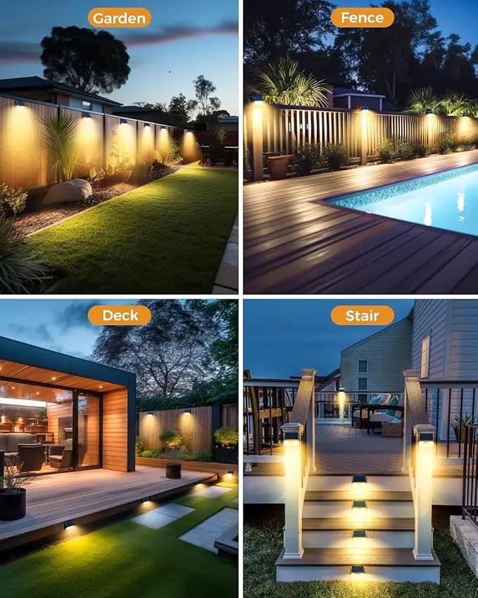 12 Pack Solar Motion Lights for Outside, Waterproof Fence Lights Outdoor, Warm White LED Wall Lights Wireless for Yard Steps Stairs Garden - Brown by GreenHaven Gardens
