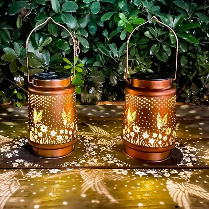 4 Packs Dragonfly&Hummingbird Solar Lantern Lights Outdoor Decor, Hanging Metal Decorations Waterproof with LED Light, Landscape Lights for Garden Patio Yard Lawn Backyard Front Porch by GreenHaven Gardens