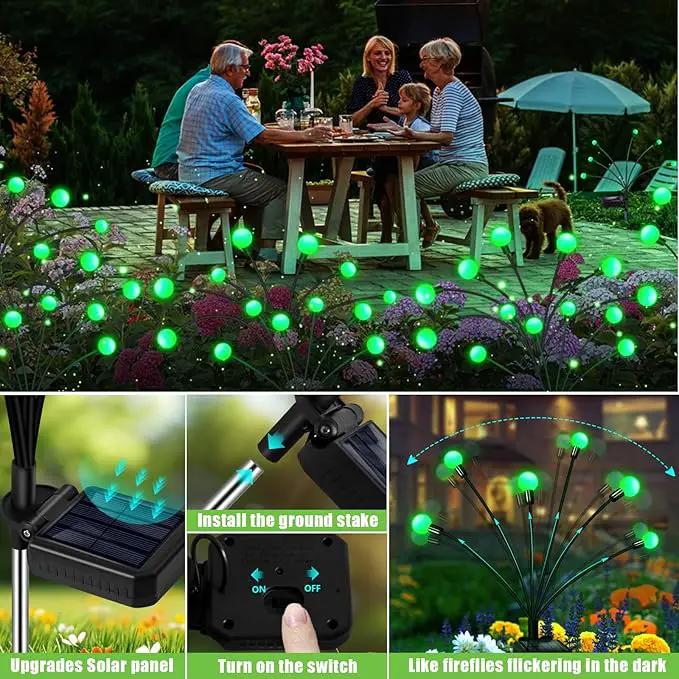 Solar Firefly Light, Christmas Lights for Outside Decorations, 4 Pack 24 LED Green Solar Garden Lights, Outdoor Waterproof Garden Decor for Yard Patio Pathway Lawn Christmas by GreenHaven Gardens