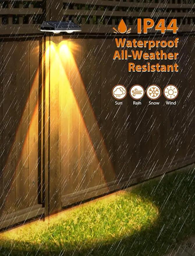 Solar Fence Lights,Warm White & Cold White & Mixed Color 3 Modes Bright Lens LED Dusk to Dawn Deck Light Outdoor Waterproof,Solar Outdoor Lights for Backyard/Railing/Wall (2Pack) by GreenHaven Gardens