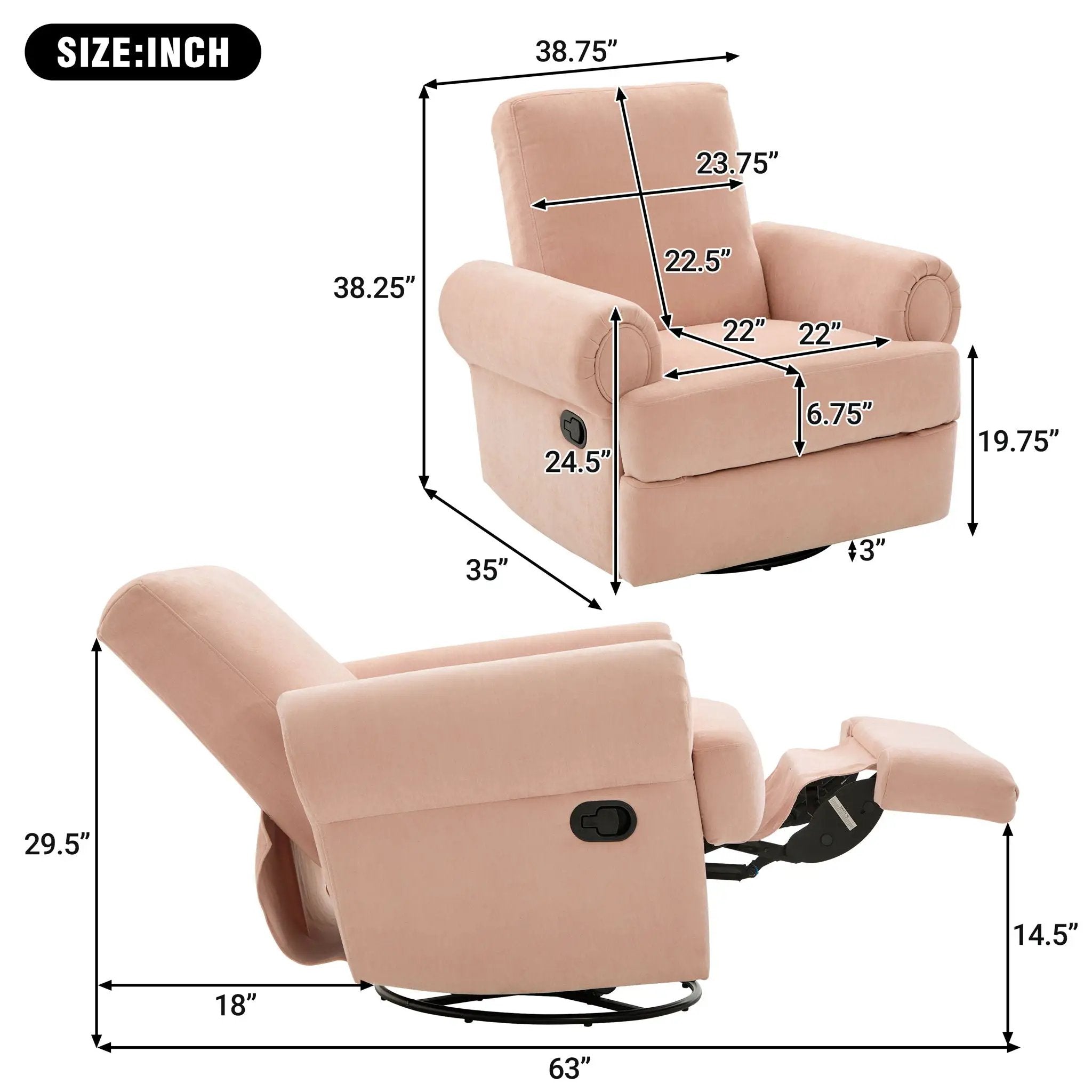 Manual Swivel Recliner Rocker Chair With Adjustable Backrest by HouseOfZazla